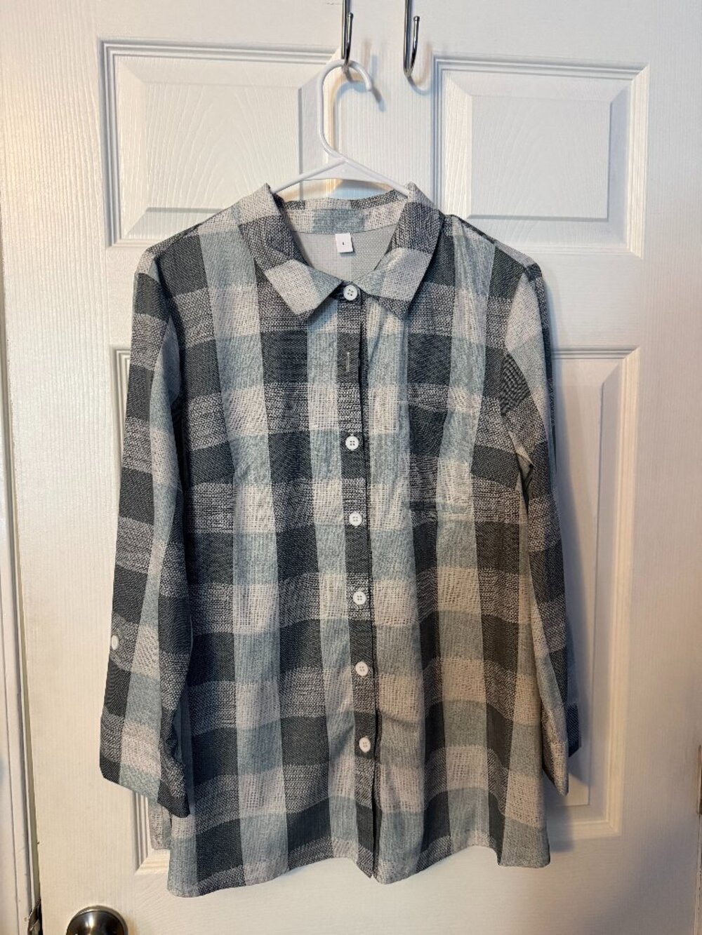 Green Plaid button shirt in size Large